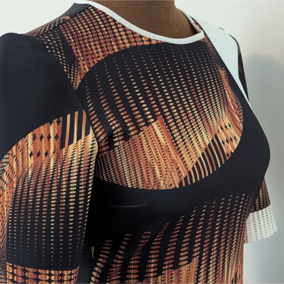 Clover Canyon Y2K Mid Sleeve Bodycon Stretchy Avant Garde Modern Print Dress S - Picture 4 of 11